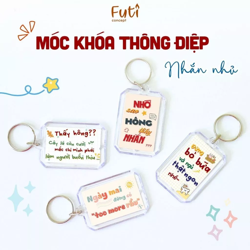 Móc Khoá Thông Điệp Dễ Thương, Truyền Động Lực, KeyChain Treo Balo Tặng Tốt Nghiệp, Đồng Nghiệp