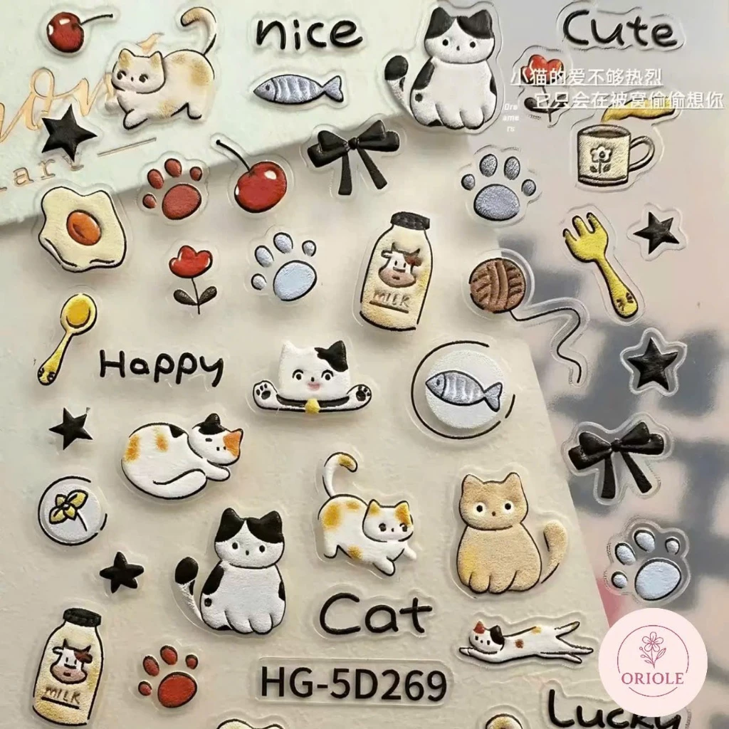 Sticker nổi 5D hình mèo dễ thương mini ,hình dán trang trí thiệp - sổ