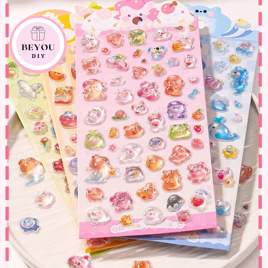 Set Sticker DIY Nổi 3D Cute, Chất Liệu Nhựa PVC Phù Hợp Trang Trí